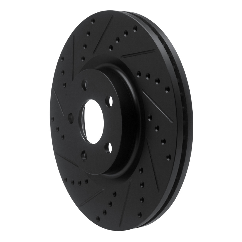 Lincoln MKZ Brake Rotor (1) - Front Left - R1 Concepts - Drilled & Slotted - Black - `17-`20